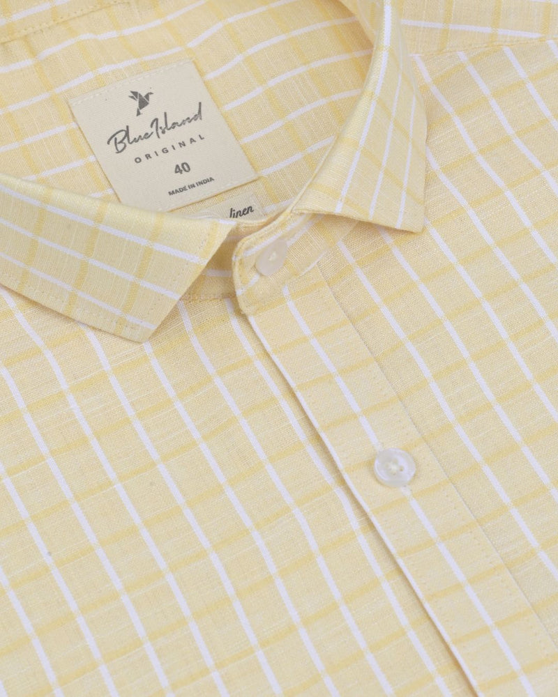 Bright Yellow Checks -Full-Bamboo Linen
