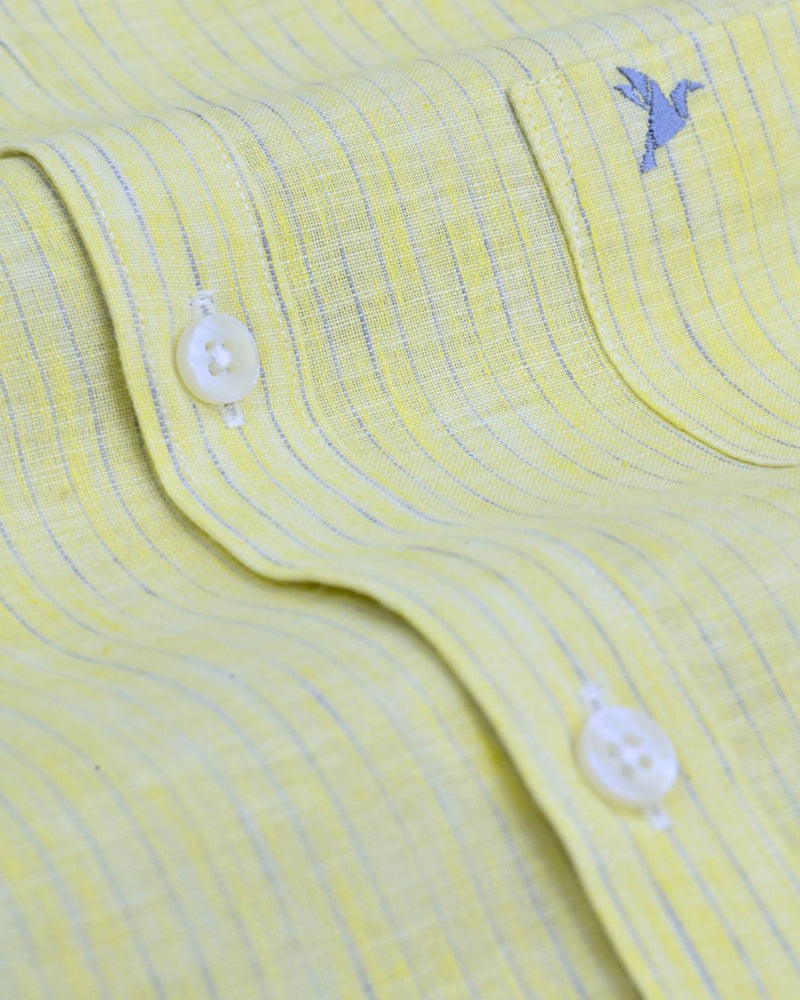 Yellow Mini Stripes -Full-Bamboo Linen