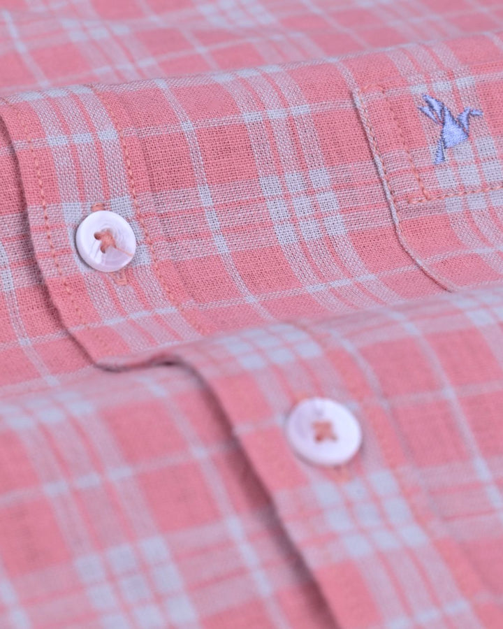 Rose Multi Line Checks -Full-Cotton Linen Shirt
