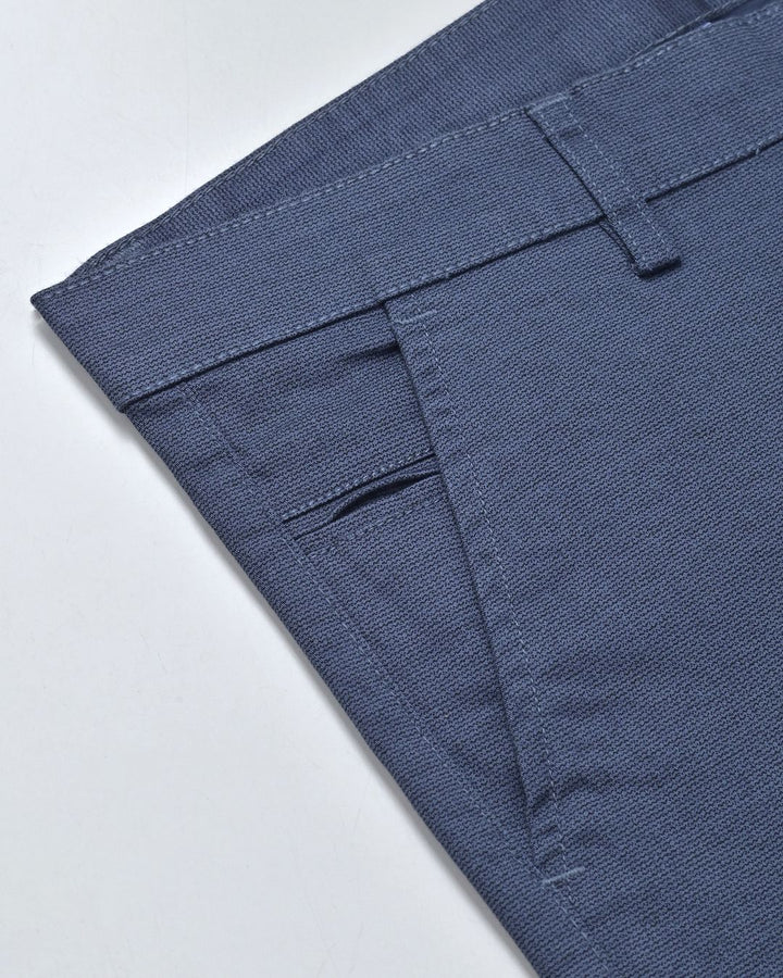 Steel Blue Wave Printed - 2 way stretch - COTTON PANT