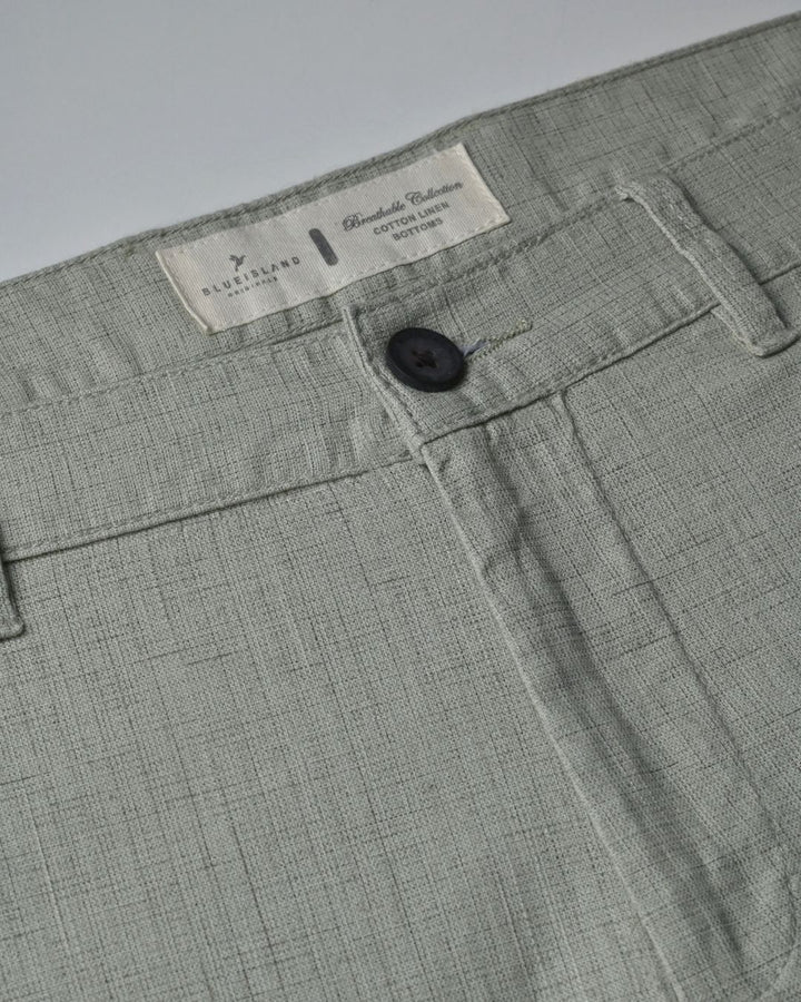 Dusty Olive Grid - 2 way stretch - COTTON LINEN PANT