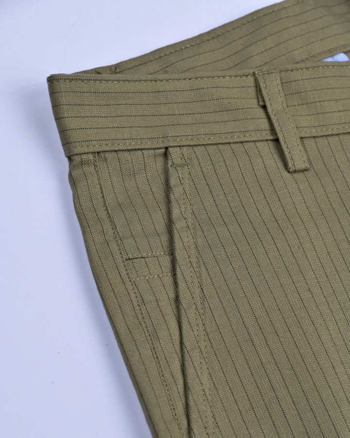 Green Dotted Lines - 2 way stretch - COTTON LINEN PANT