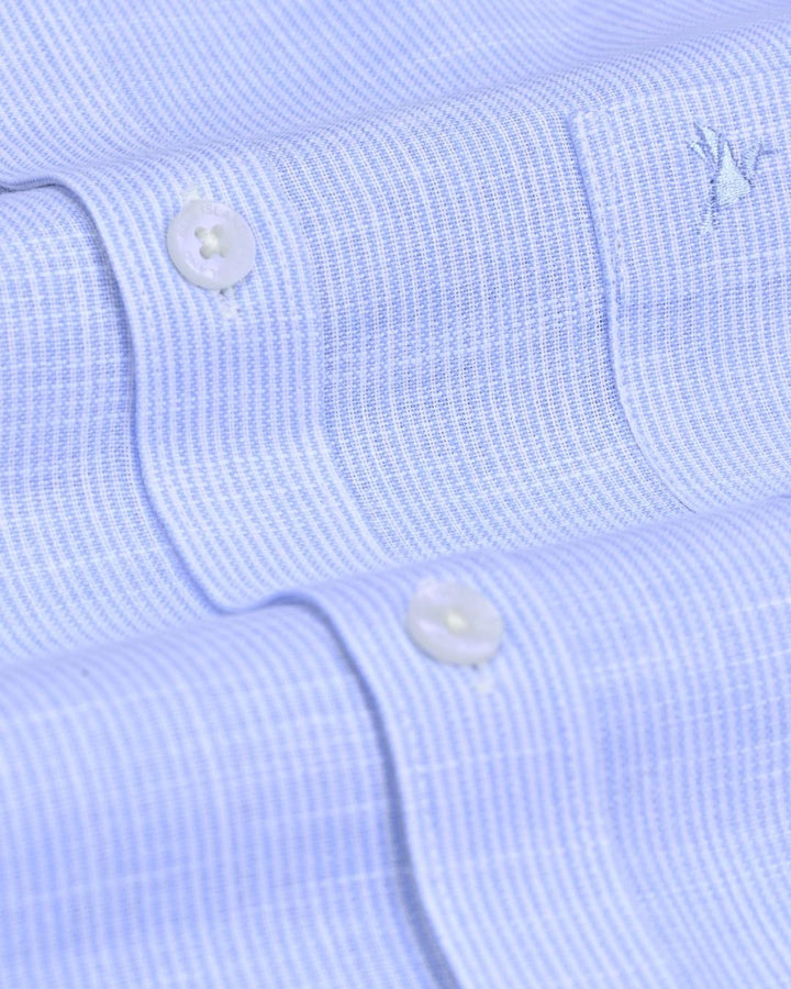 Blue Grid Stripes -Full-Bamboo Linen