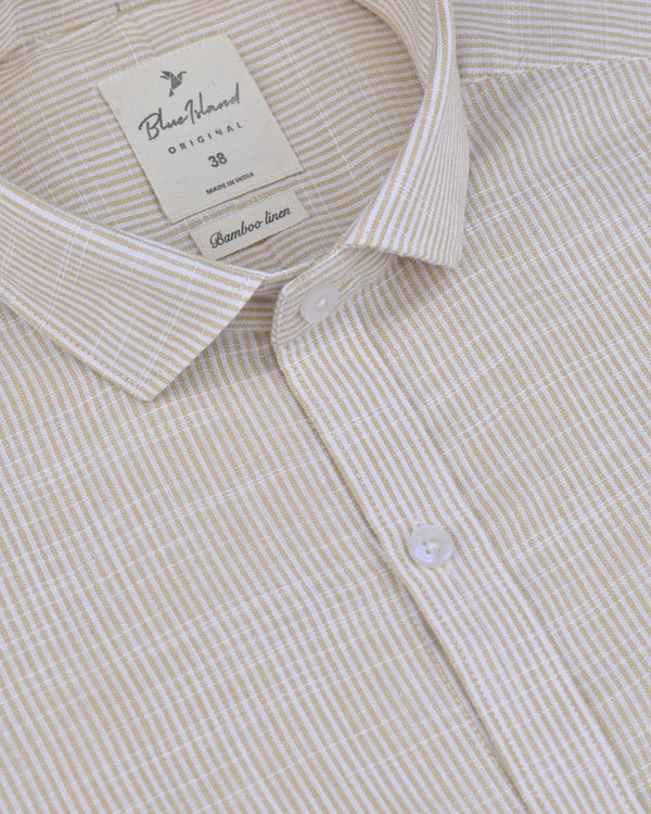 Orange Monoline Stripes -Full-Bamboo Linen