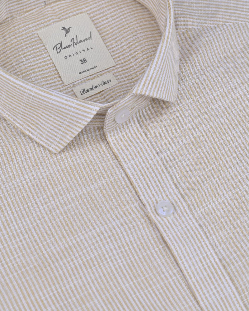 Orange Monoline Stripes -Full-Bamboo Linen