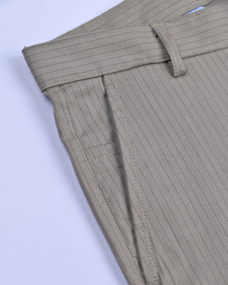 Dusty Grey Dotted Lines - 2 way stretch - COTTON PANT