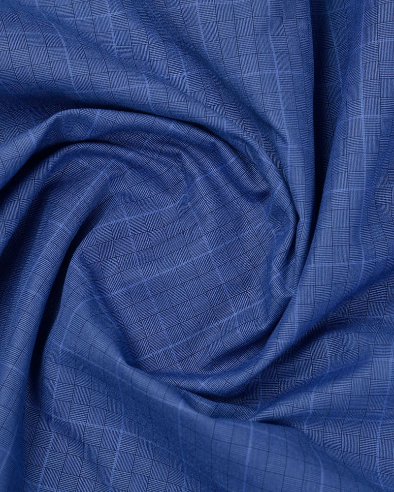 Elegant Blue Grid- Full-Cotton Rich