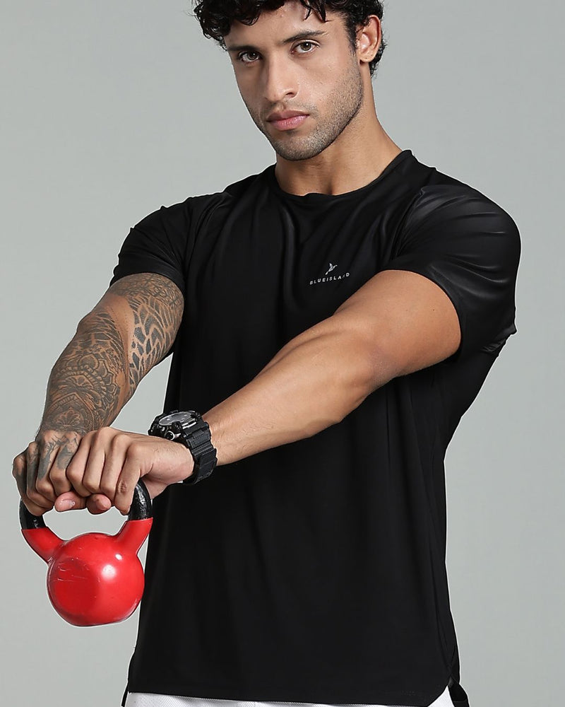 Black - Active wear Round neck Tshirt