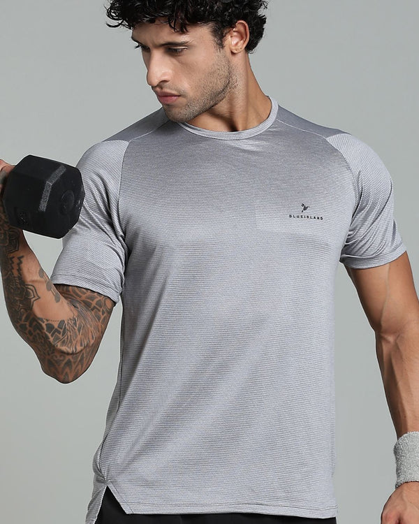 Lite Grey Dotted Lines - Active wear Round neck Tshirt