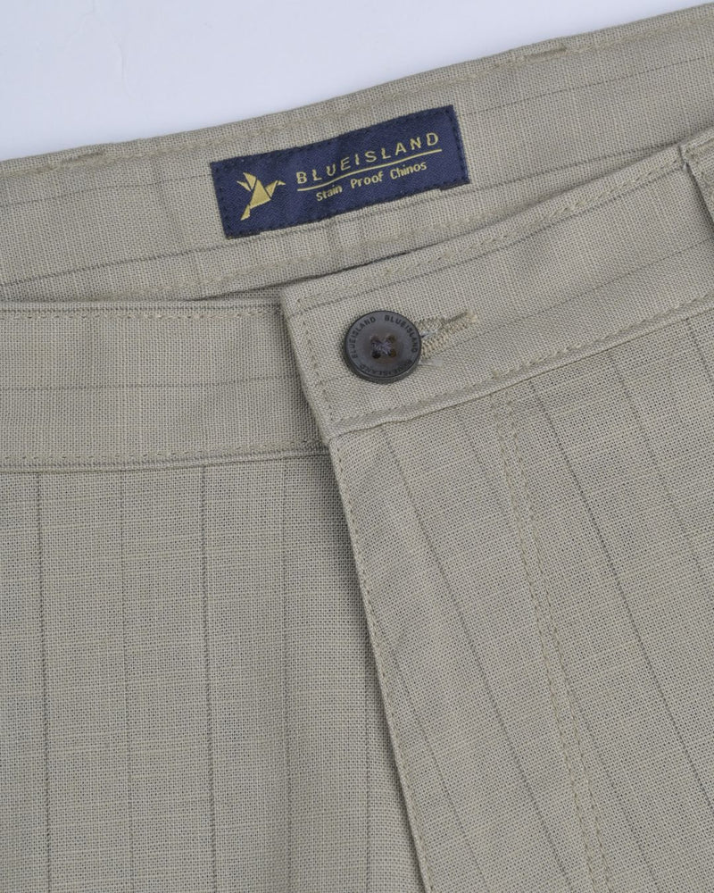 Lite Khaki Vertical Stripes - 2 way stretch - COTTON PANT
