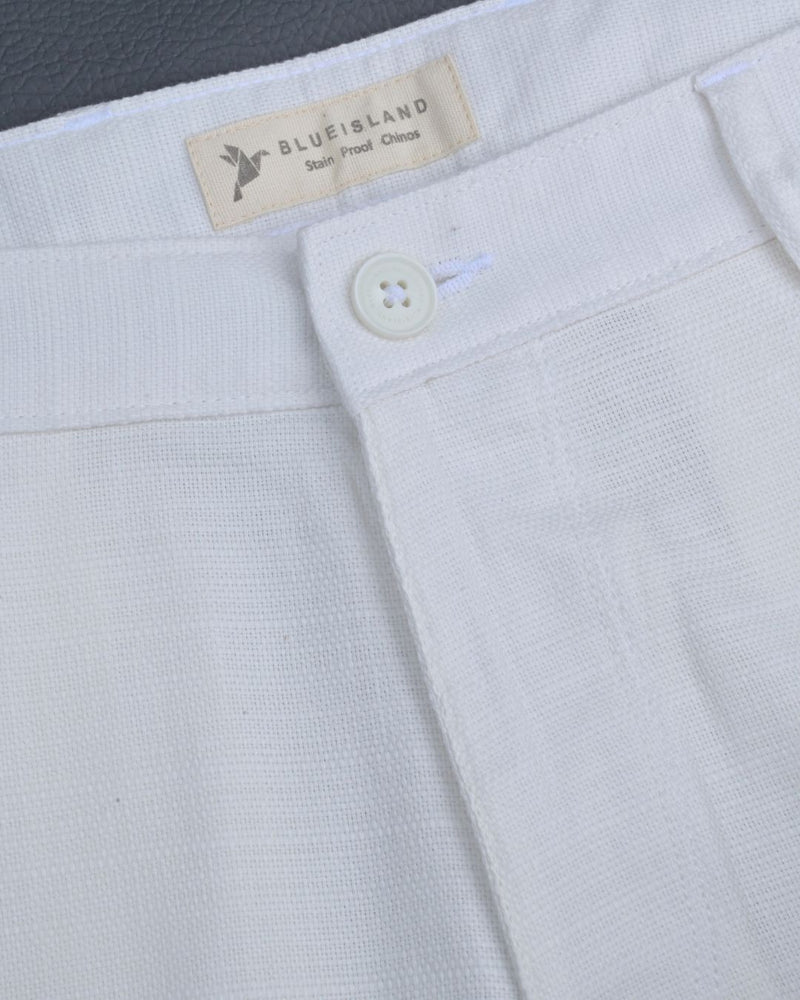 Textured White - 2 way stretch - COTTON PANT