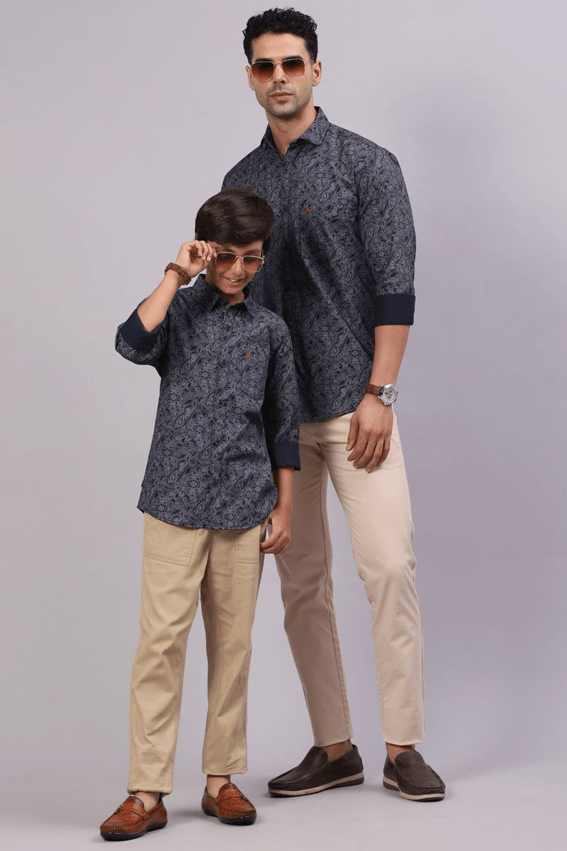 FATHER & SON - Navy Ancient Print