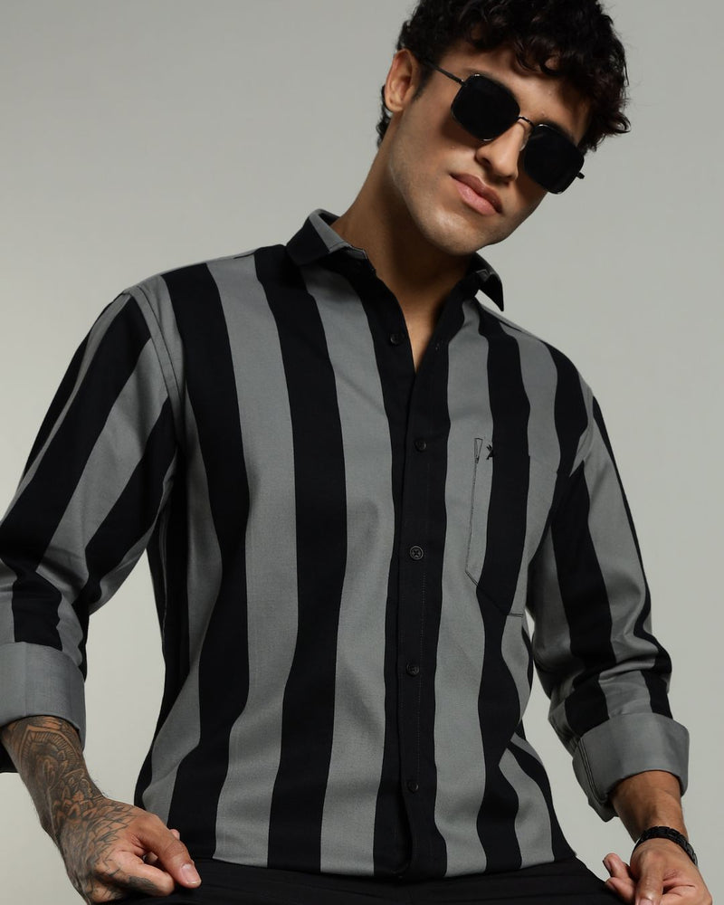 Black Twin Stripes -Full-Stain Proof
