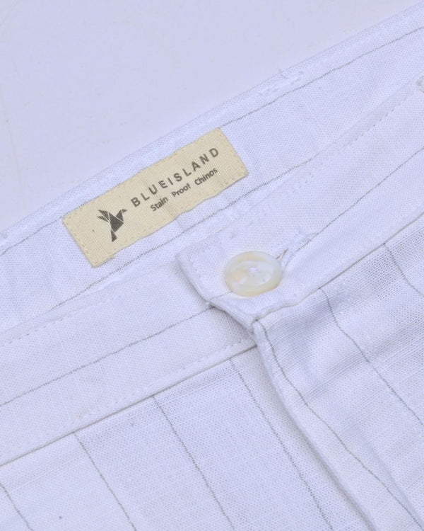 White Vertical Stripes - 2 way stretch - COTTON PANT