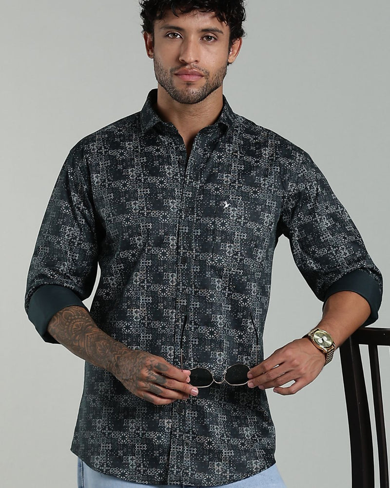 Green Tribal Print-Full-Stain Proof