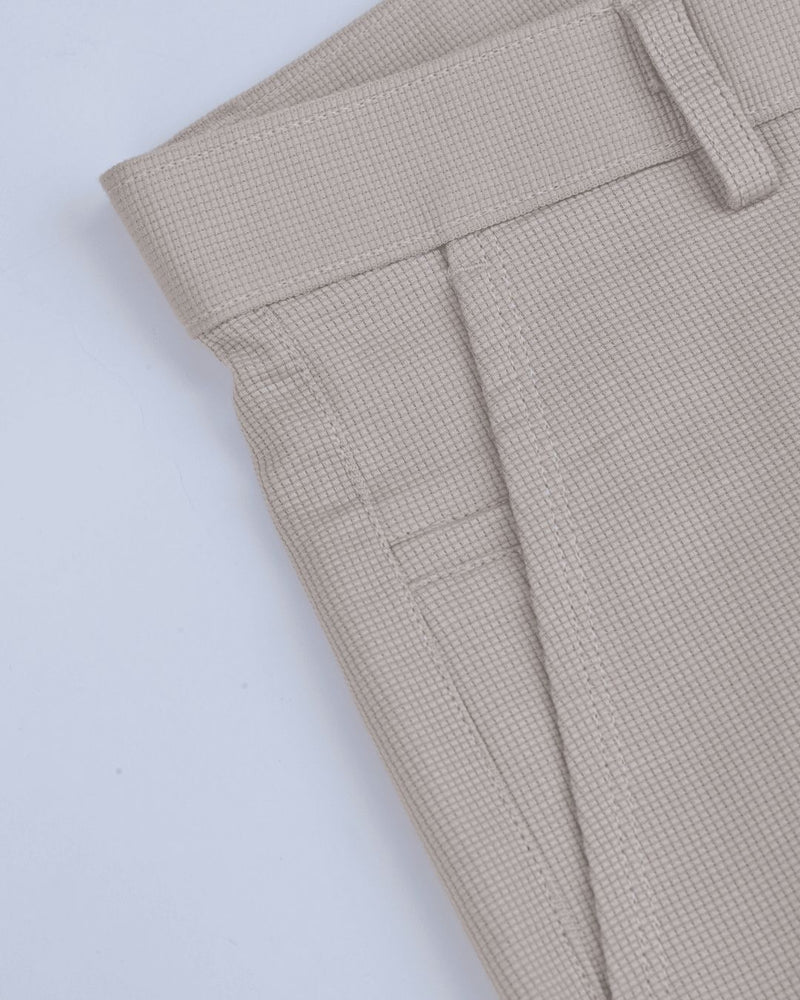 Cream Square Checked - 2 way stretch - COTTON PANT