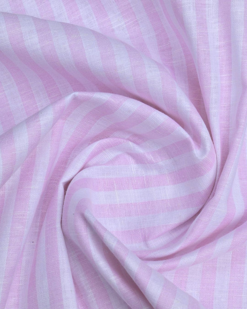Petal Pink and White Stripes -Full-Bamboo Linen