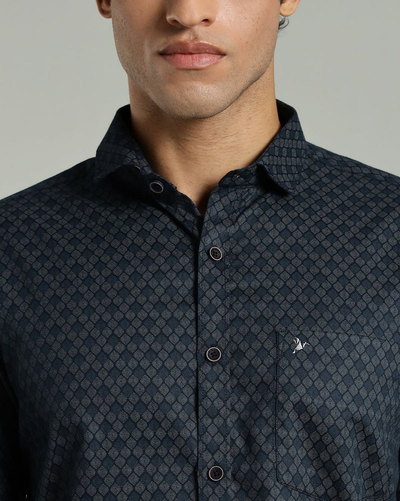Royal Blue Diamond Print -Full-Stain Proof