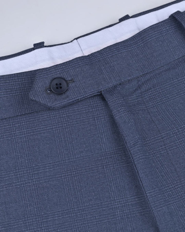 Steel Blue Cross Line Checked - Wrinkle free Formal Pant
