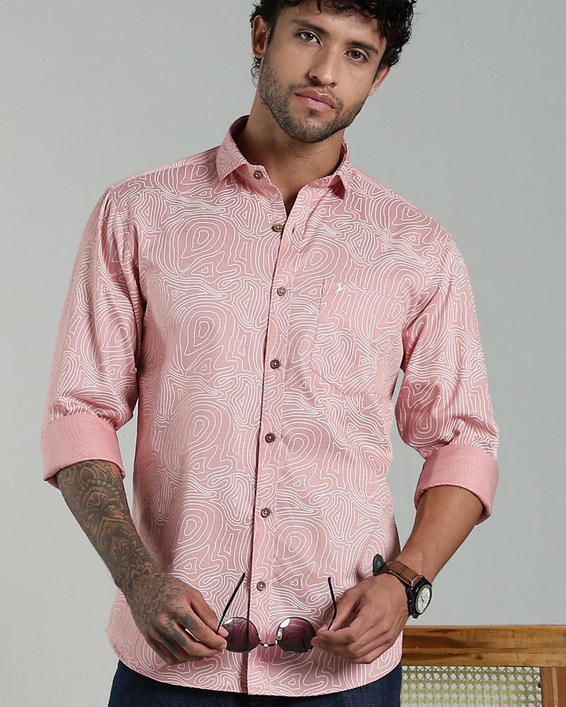 Pastel Pink Wavy Lines Print-Full-Stain Proof