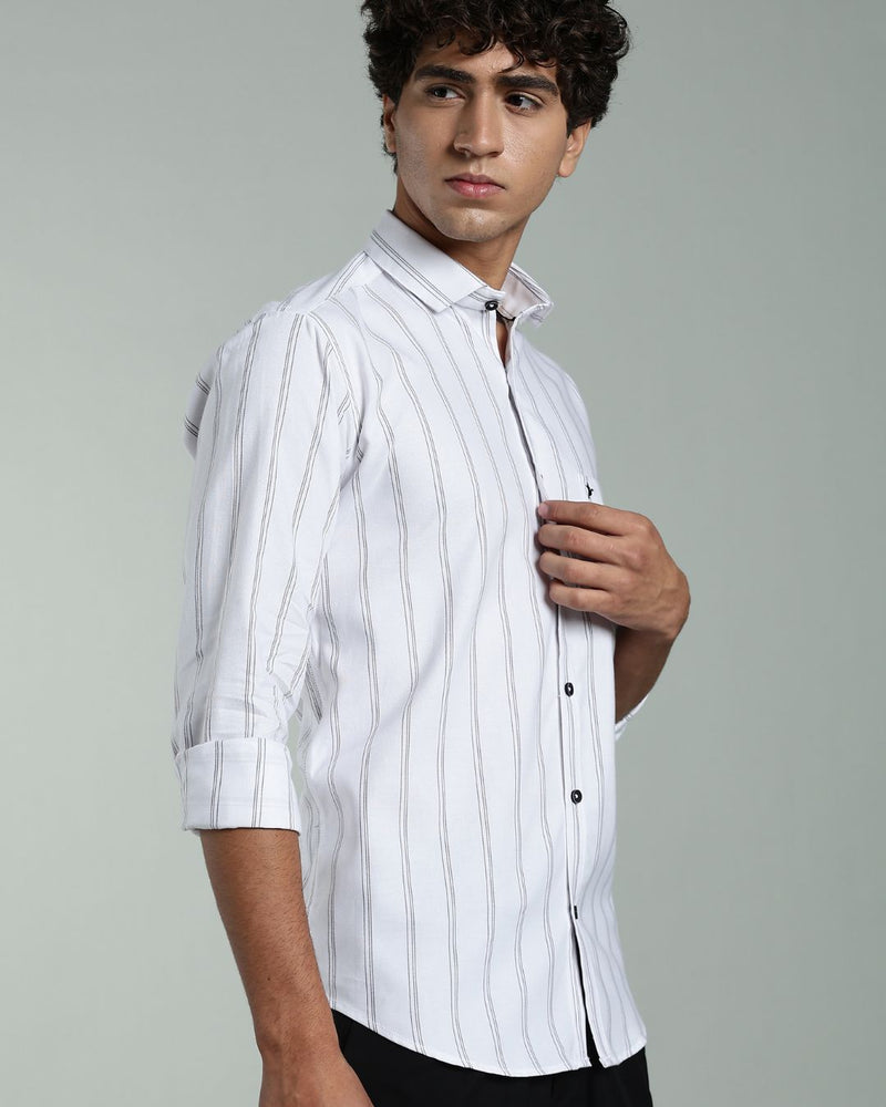 White & Black Multi Line Stripes- Full-Stain Proof