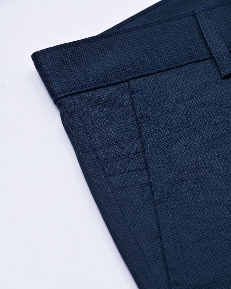 Navy Mesh Printed - 2 way stretch - COTTON PANT