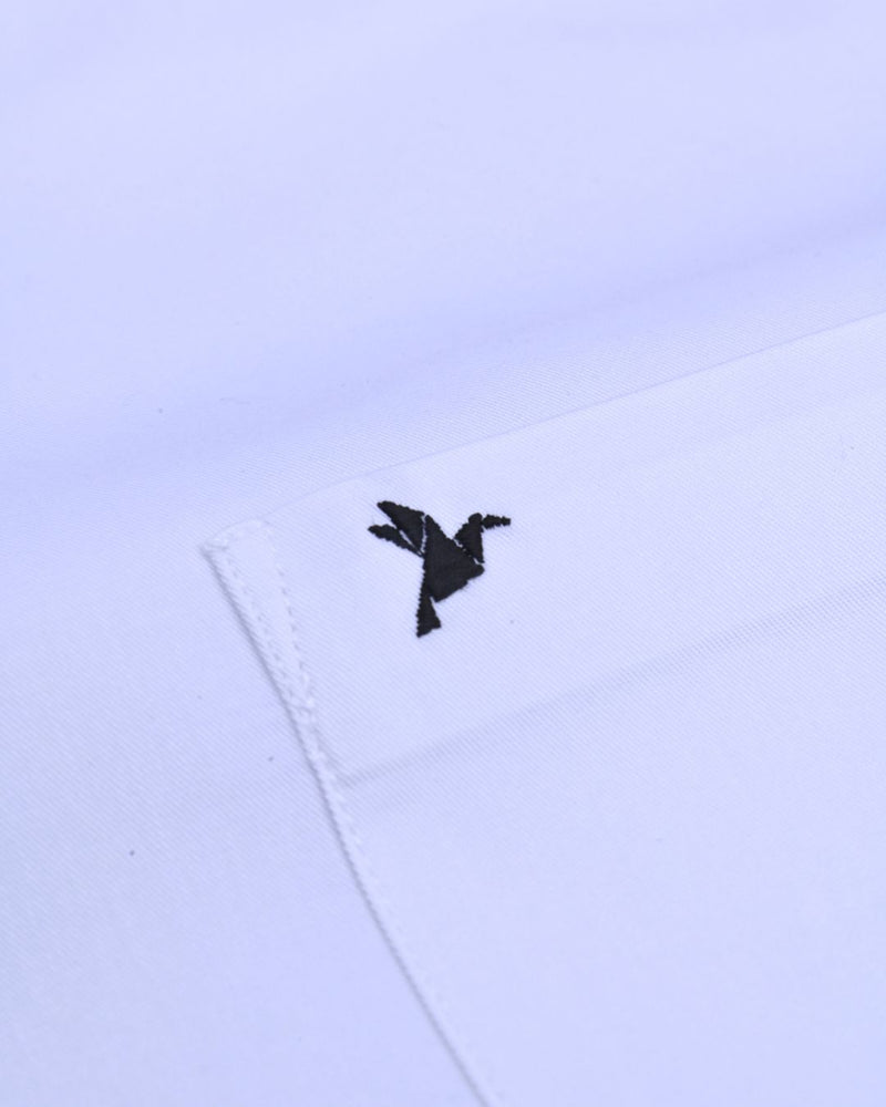 White with Black Solid - Half Sleeve - Stain Proof