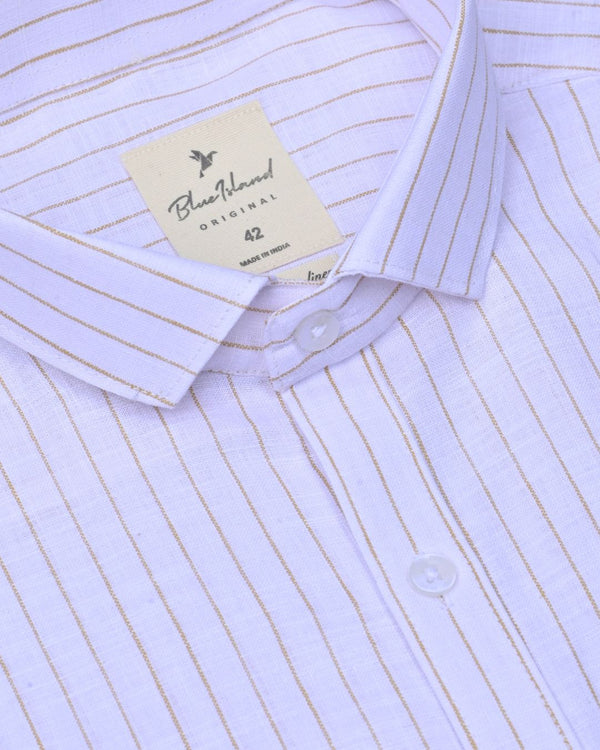 Golden White Stripes -Full-Bamboo Linen