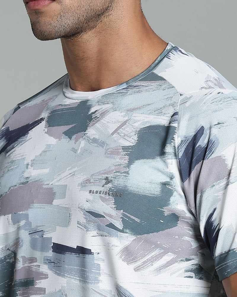 Camo Green Splash - Active wear Round neck Tshirt