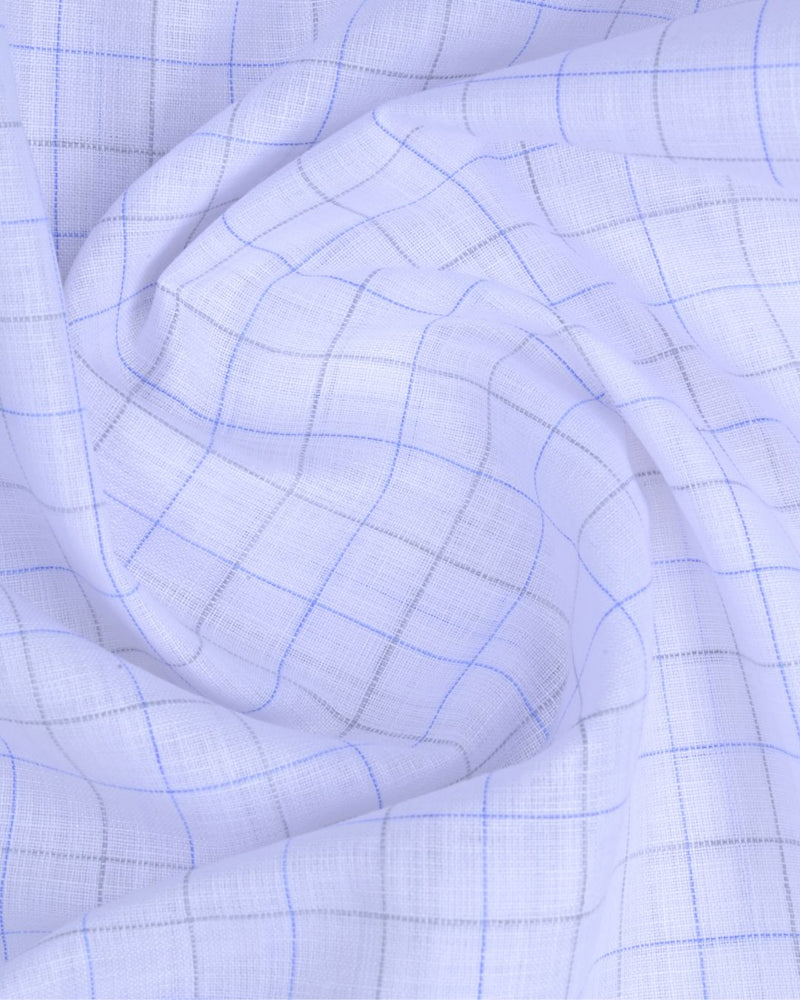 Milky White Checks -Full-Bamboo Linen