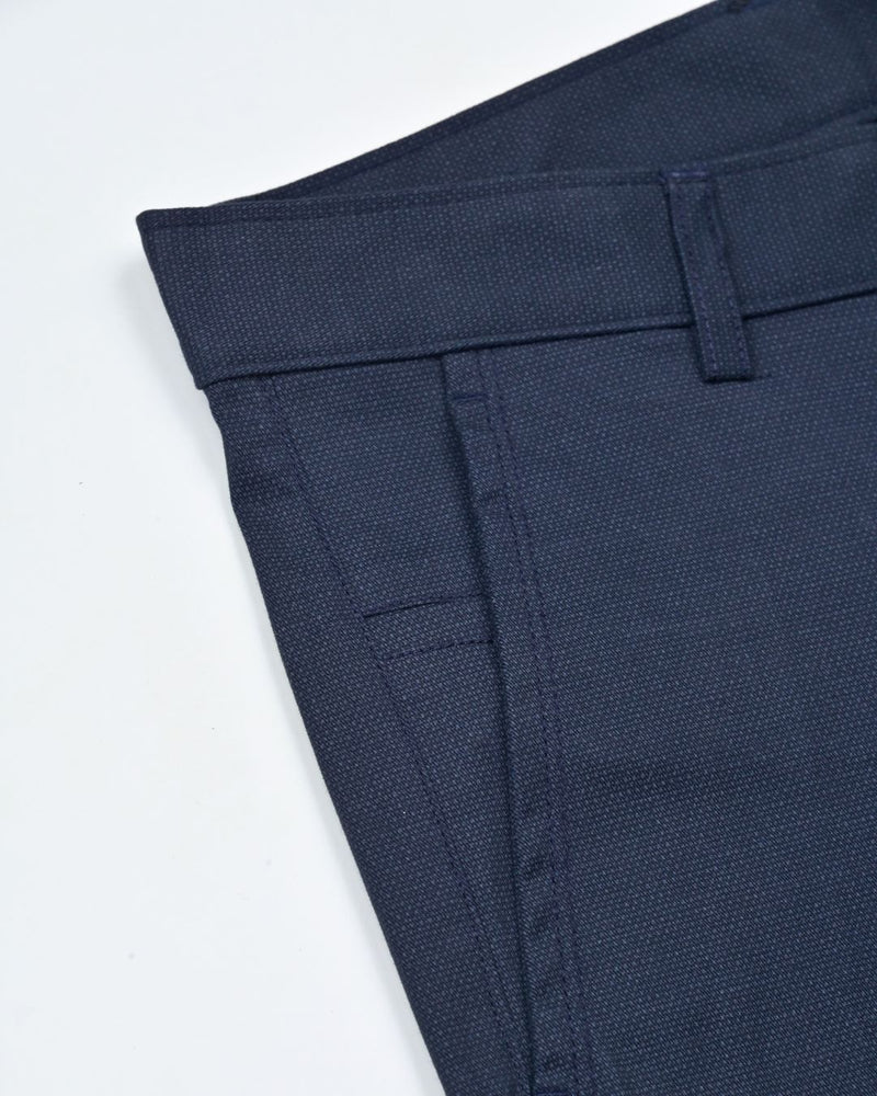 Navy Dot Printed - 2 way stretch - COTTON PANT