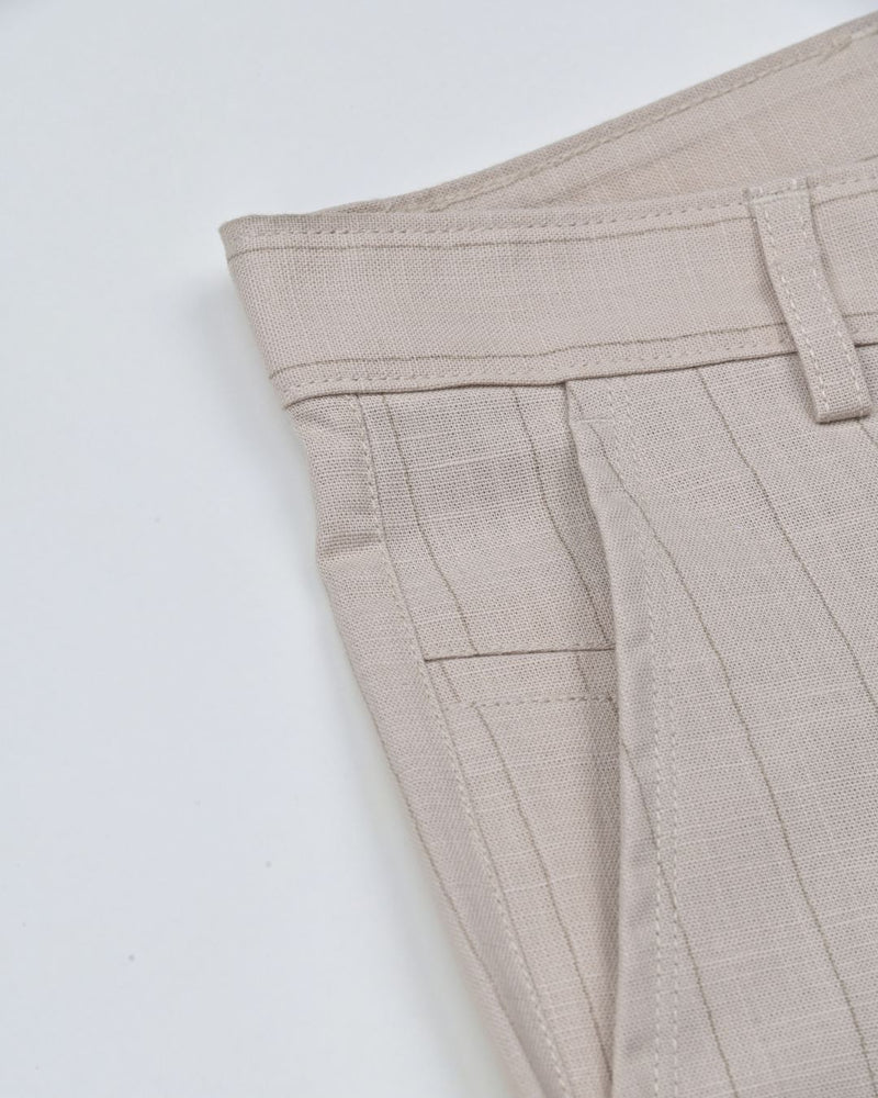 Cream Vertical Stripes - 2 way stretch - COTTON PANT