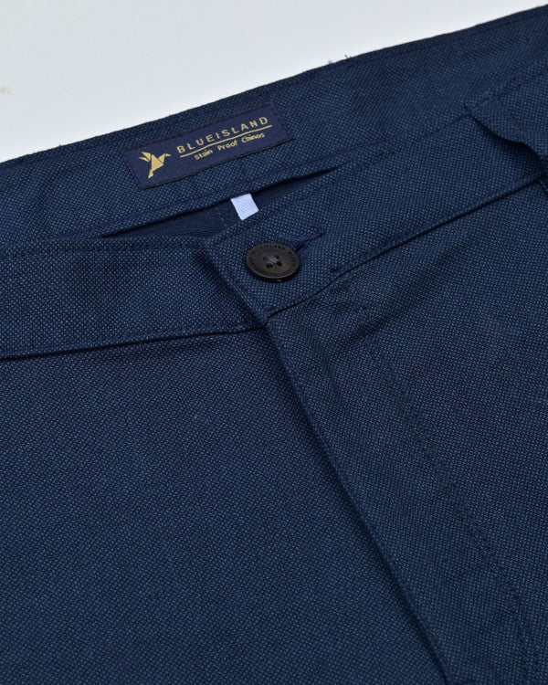 Navy Steel Printed - 2 way stretch - COTTON PANT