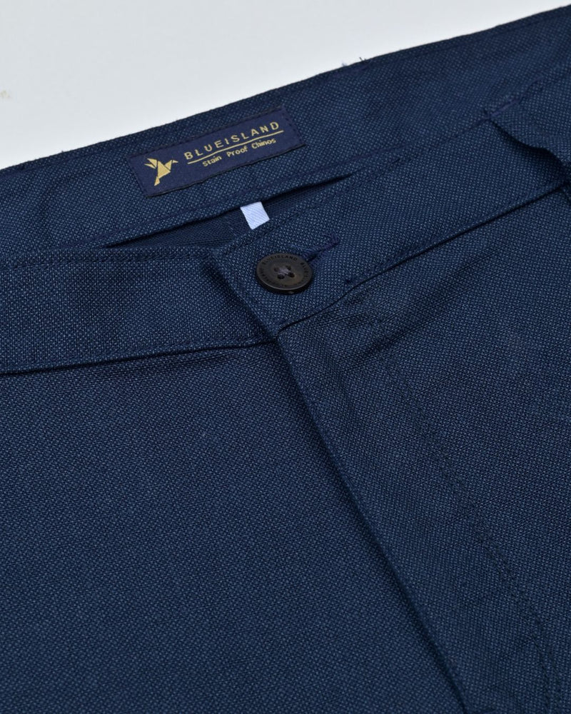 Navy Steel Printed - 2 way stretch - COTTON PANT