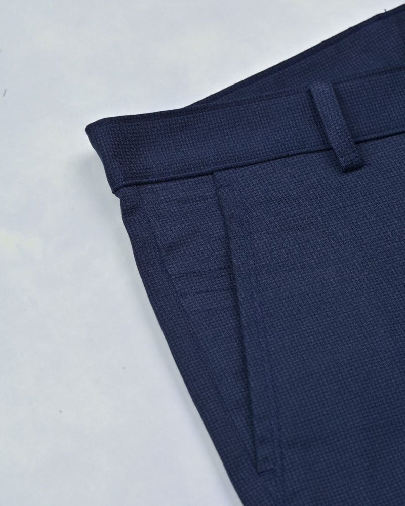Navy Mesh Printed - 2 way stretch - COTTON PANT