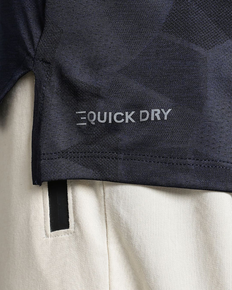 Navy Blue Dotted - Active wear Round neck Tshirt