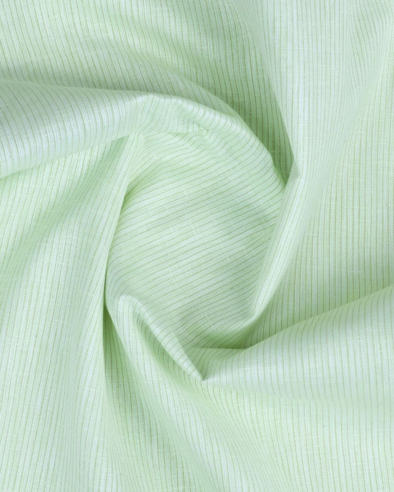 Neon Green Small Stripes -Full-Bamboo Linen