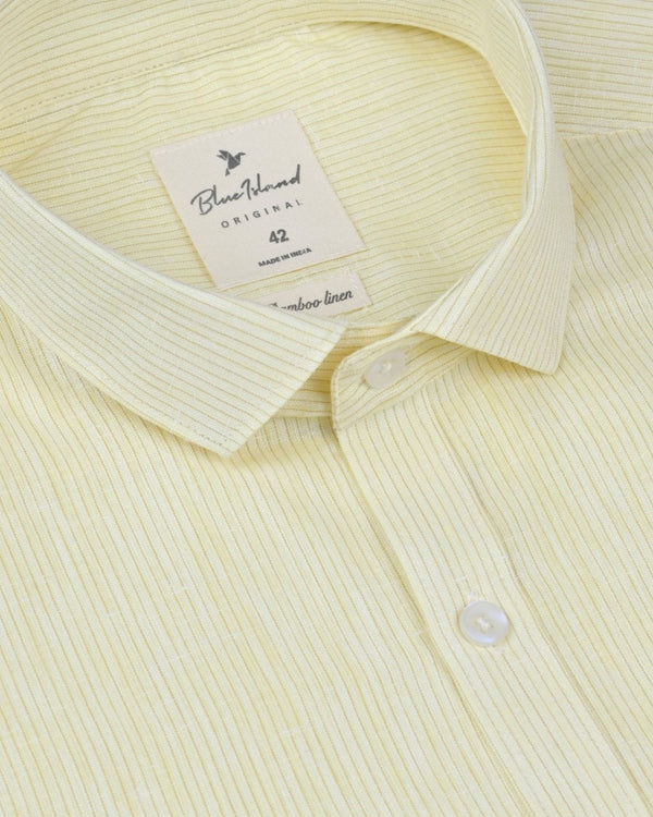 Yellow Small Stripes -Full-Bamboo Linen