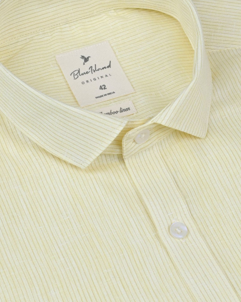 Yellow Small Stripes -Full-Bamboo Linen