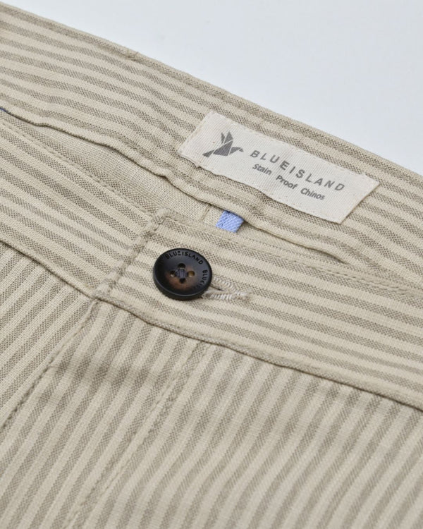 Cream Mini stripes - 2 way stretch - COTTON PANT