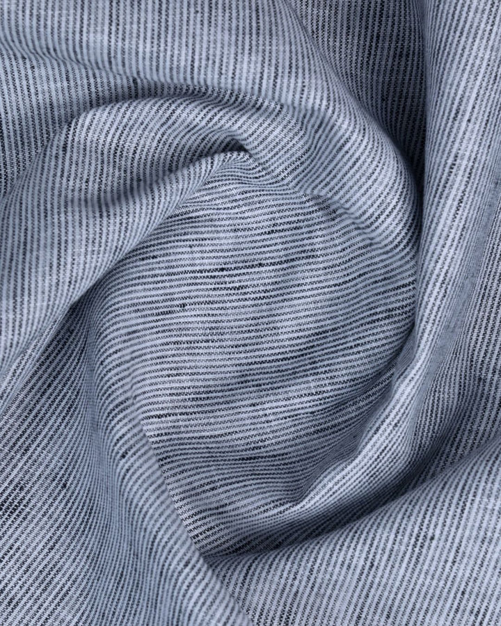 Silver Grid Stripes -Full-Bamboo Linen