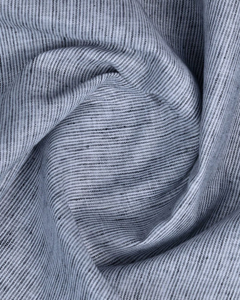 Silver Grid Stripes -Full-Bamboo Linen