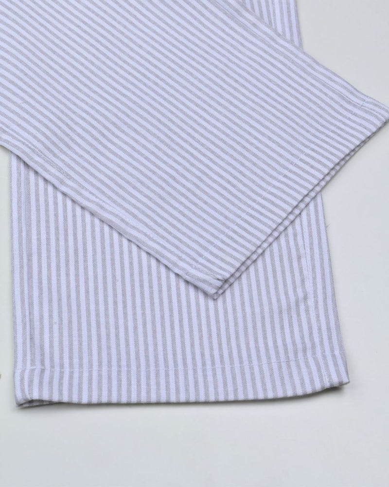White Mini stripes - 2 way stretch - COTTON PANT