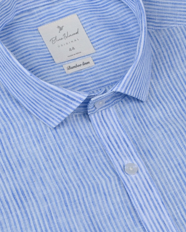 Blue Grid Lines -Full-Bamboo Linen