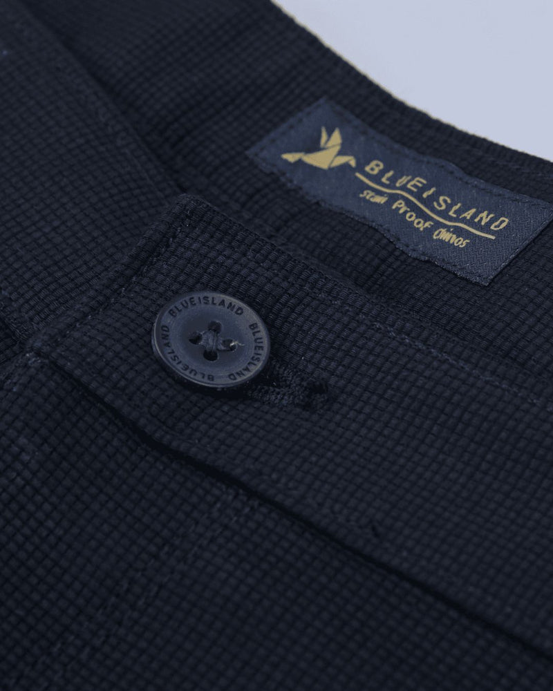 Navy Square Checked - 2 way stretch - COTTON PANT