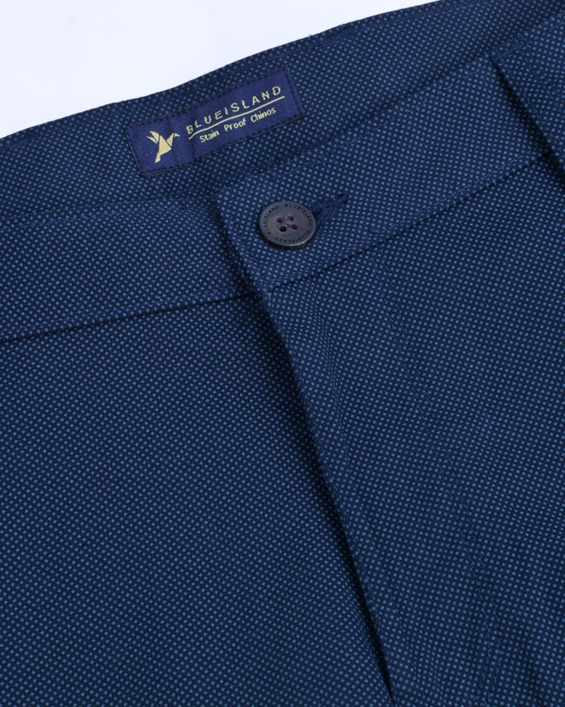 Navy Diamond Printed - 2 way stretch - COTTON PANT