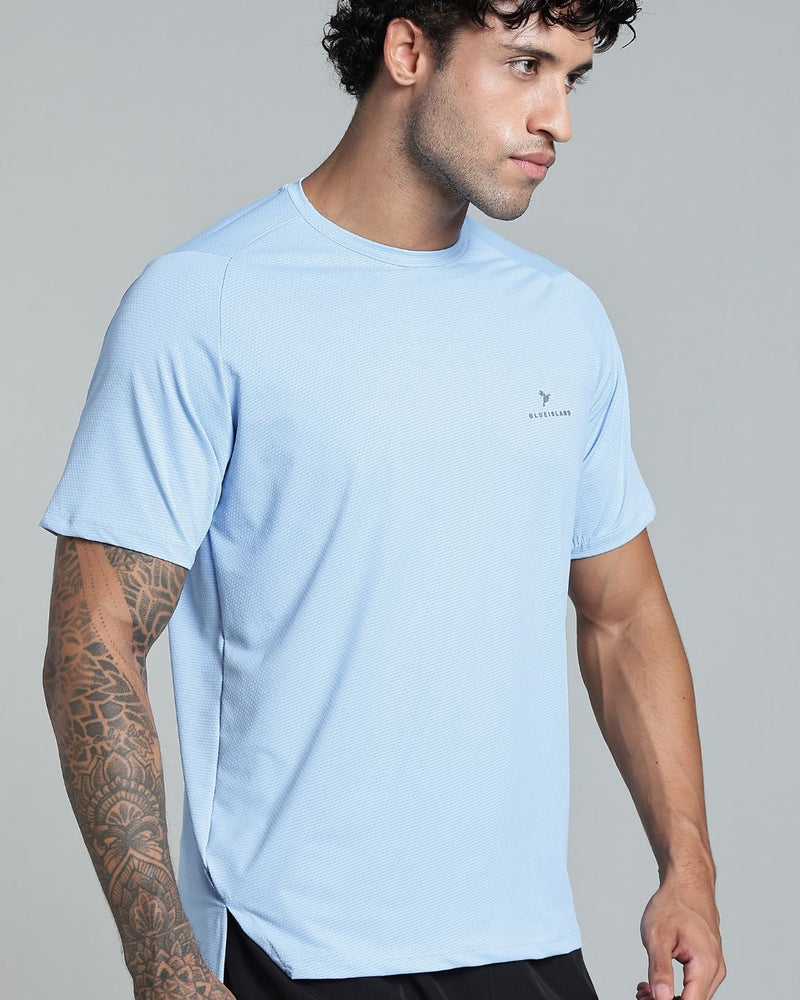 Cloud Blue  - Active wear Round neck Tshirt