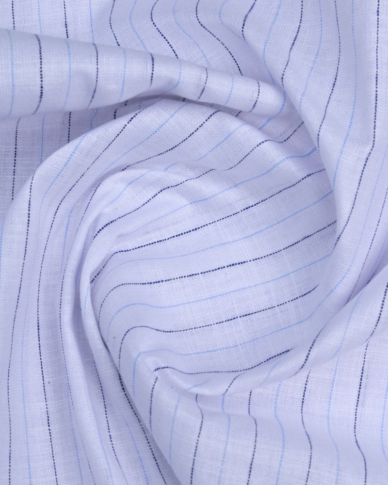 Multi Blue Line Stripes -Full-Bamboo Linen