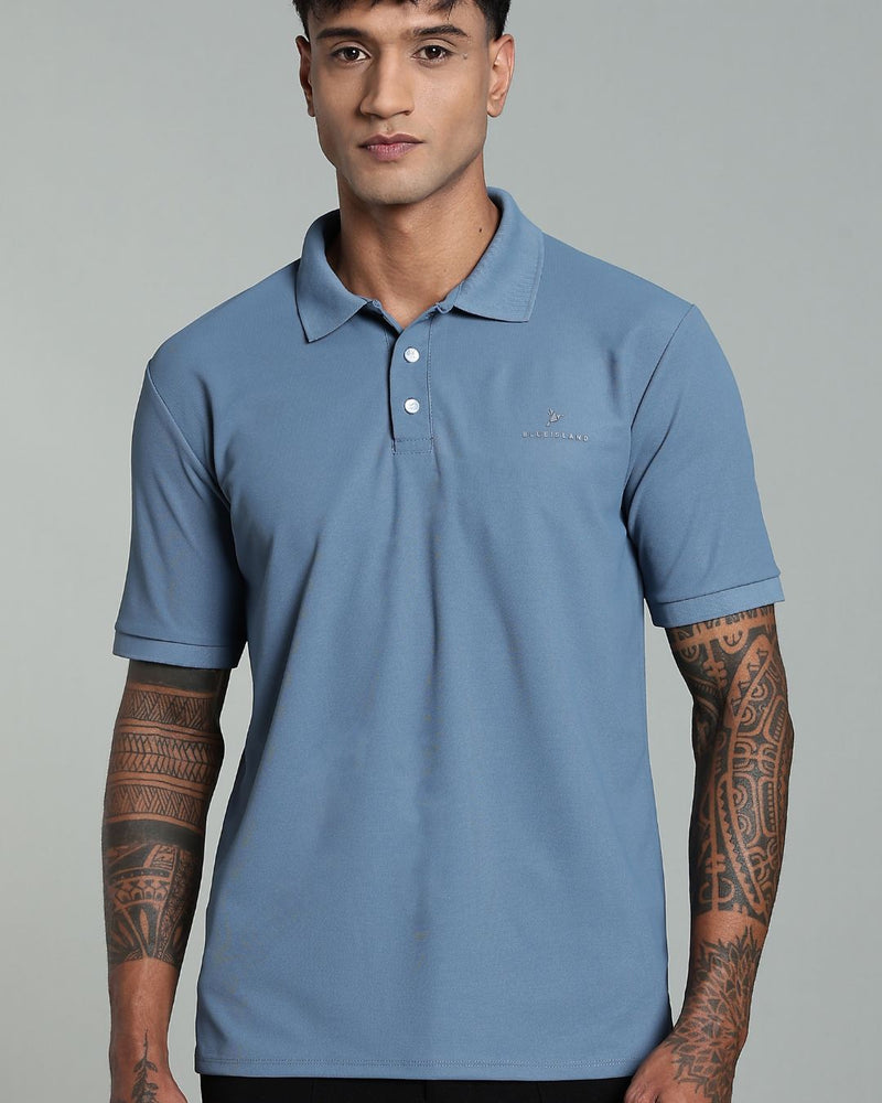 Bluish Grey - Active wear Polo Tshirt