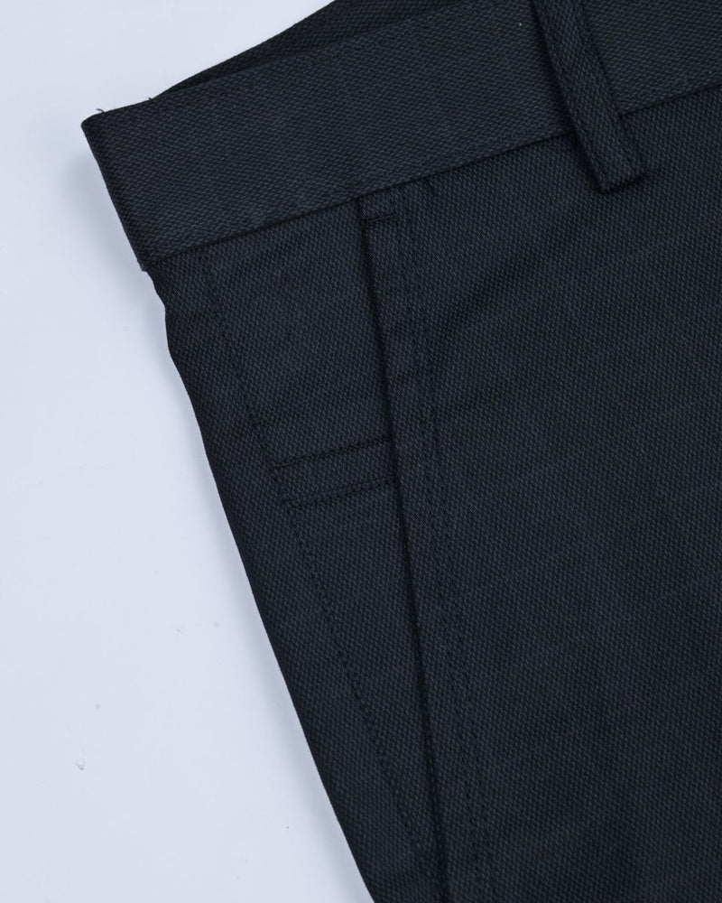 Black Wavy Checked - 2 way stretch - COTTON PANT
